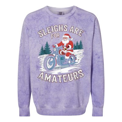 Christmas Funny Santa Claus Humor Xmas Holiday Motorcycle Colorblast Crewneck Sweatshirt