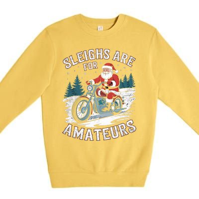 Christmas Funny Santa Claus Humor Xmas Holiday Motorcycle Premium Crewneck Sweatshirt