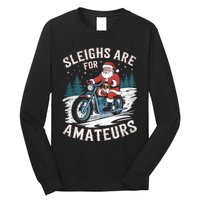 Christmas Funny Santa Claus Humor Xmas Holiday Motorcycle Long Sleeve Shirt