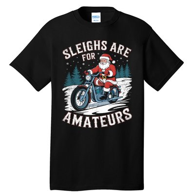 Christmas Funny Santa Claus Humor Xmas Holiday Motorcycle Tall T-Shirt