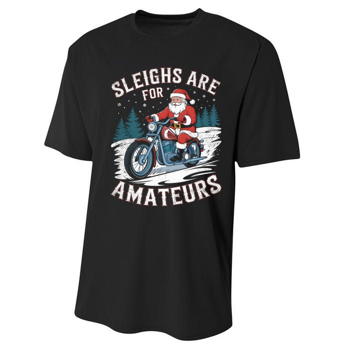 Christmas Funny Santa Claus Humor Xmas Holiday Motorcycle Performance Sprint T-Shirt