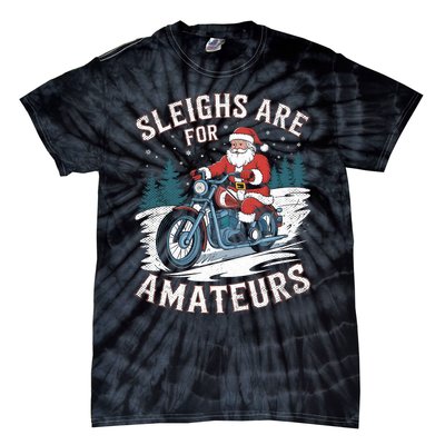 Christmas Funny Santa Claus Humor Xmas Holiday Motorcycle Tie-Dye T-Shirt