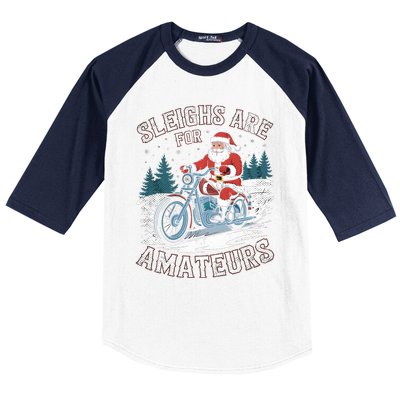 Christmas Funny Santa Claus Humor Xmas Holiday Motorcycle Baseball Sleeve Shirt