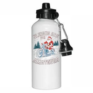 Christmas Funny Santa Claus Humor Xmas Holiday Motorcycle Aluminum Water Bottle