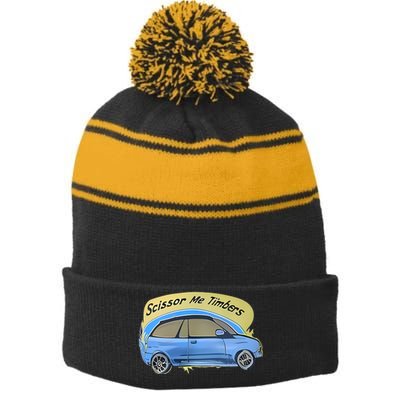 Connor Flintoft Scissor Me Timbers Car Stripe Pom Pom Beanie