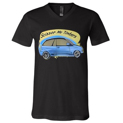 Connor Flintoft Scissor Me Timbers Car V-Neck T-Shirt