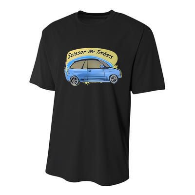 Connor Flintoft Scissor Me Timbers Car Youth Performance Sprint T-Shirt