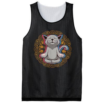 Cat Funny Sweet Yoga Meditation Meow Kawaii Cat Owner Mesh Reversible Basketball Jersey Tank