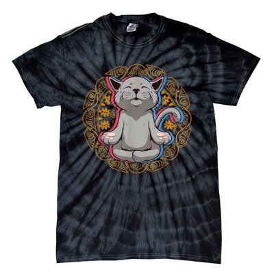 Cat Funny Sweet Yoga Meditation Meow Kawaii Cat Owner Tie-Dye T-Shirt