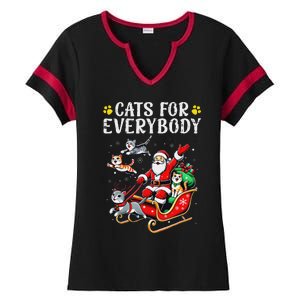 Cats For Santa Everybody Christmas Cat Ladies Halftime Notch Neck Tee