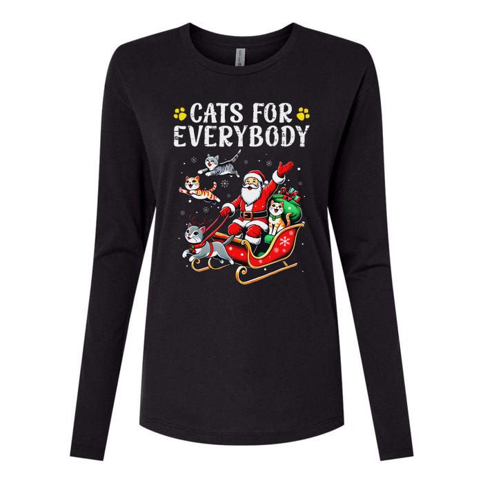 Cats For Santa Everybody Christmas Cat Womens Cotton Relaxed Long Sleeve T-Shirt