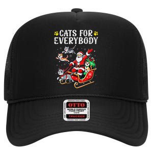 Cats For Santa Everybody Christmas Cat High Crown Mesh Back Trucker Hat