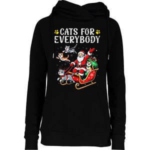 Cats For Santa Everybody Christmas Cat Womens Funnel Neck Pullover Hood