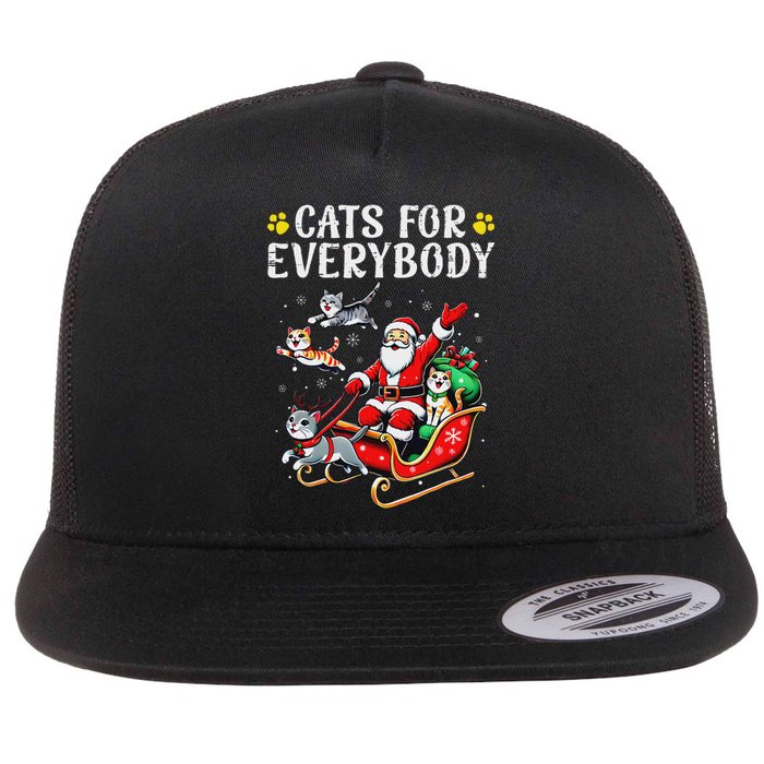 Cats For Santa Everybody Christmas Cat Flat Bill Trucker Hat