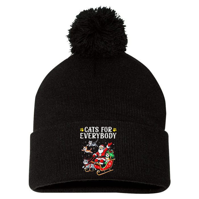 Cats For Santa Everybody Christmas Cat Pom Pom 12in Knit Beanie