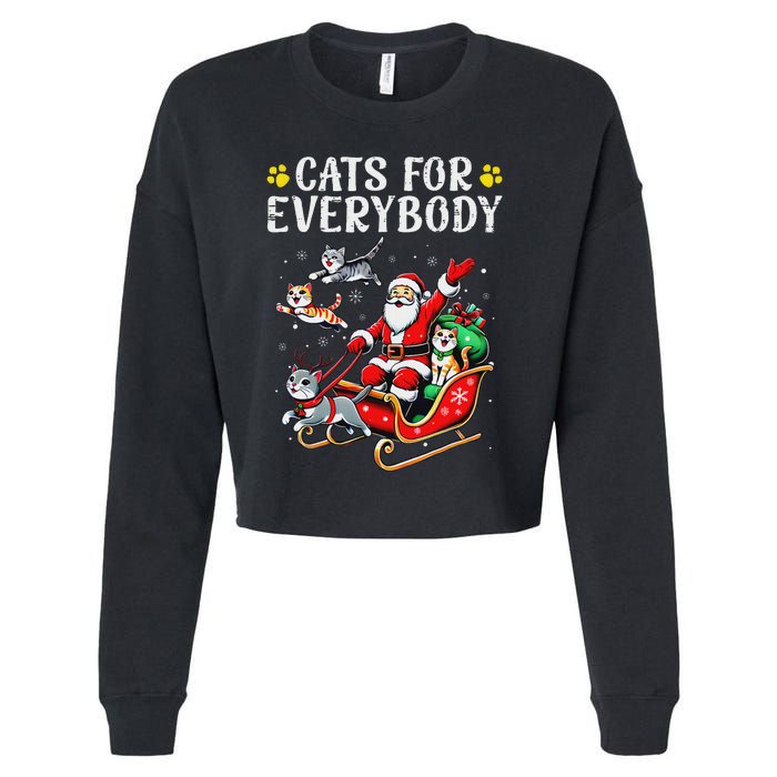 Cats For Santa Everybody Christmas Cat Cropped Pullover Crew