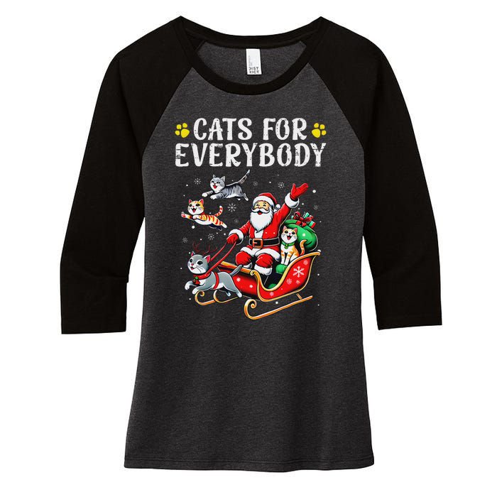 Cats For Santa Everybody Christmas Cat Women's Tri-Blend 3/4-Sleeve Raglan Shirt