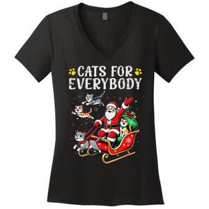 Cats For Santa Everybody Christmas Cat Women's V-Neck T-Shirt