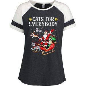 Cats For Santa Everybody Christmas Cat Enza Ladies Jersey Colorblock Tee