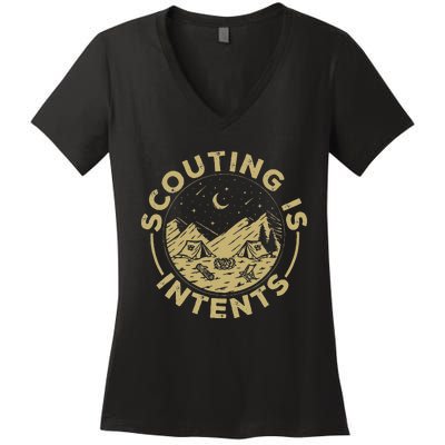 Camping Funny Scout Camper Scouting Is Intents Women's V-Neck T-Shirt