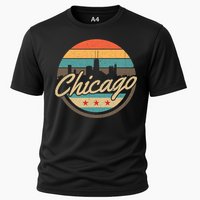 Chicago Flag Skyline Vintage Illinois Usa Souvenir Cooling Performance Crew T-Shirt