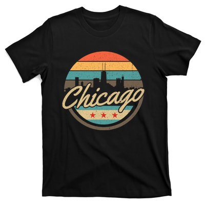 Chicago Flag Skyline Vintage Illinois Usa Souvenir T-Shirt