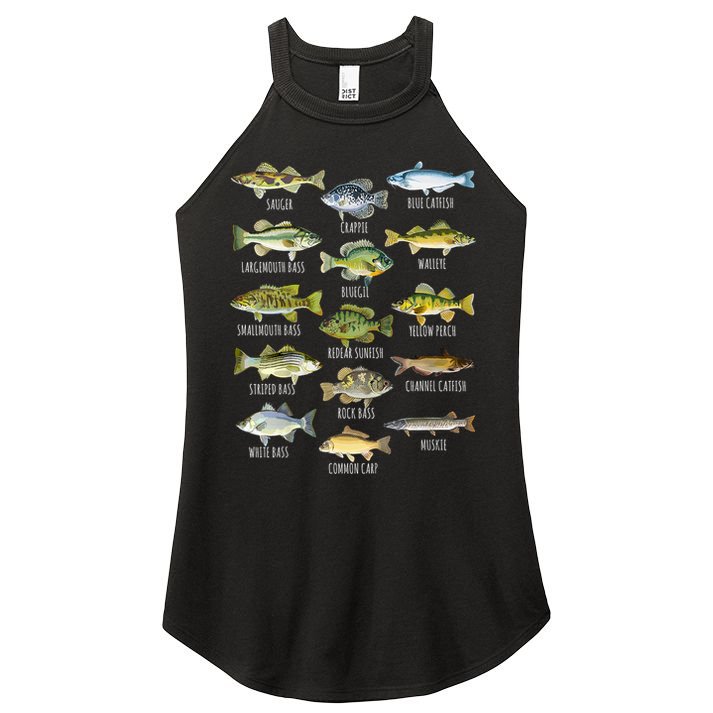 Cool Fish Species Biology Types Of Freshwater Fish Fishing Gift Women's Perfect Tri Rocker Tank