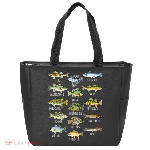 Cool Fish Species Biology Types Of Freshwater Fish Fishing Gift Zip Tote Bag