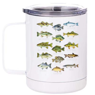 Cool Fish Species Biology Types Of Freshwater Fish Fishing Gift 12 oz Stainless Steel Tumbler Cup