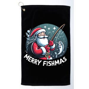 Christmas Funny Santa Merry Fishmas For Fishing Lovers Funny Gift Platinum Collection Golf Towel