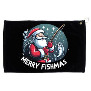 Christmas Funny Santa Merry Fishmas For Fishing Lovers Funny Gift Grommeted Golf Towel