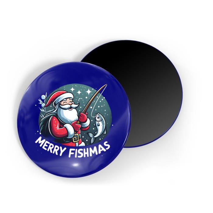 Christmas Funny Santa Merry Fishmas For Fishing Lovers Funny Gift Magnet