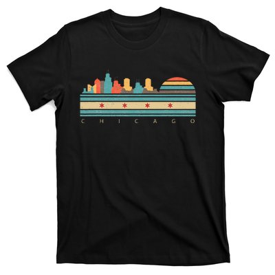 Chicago Flag Skyline Vintage Illinois City Retro Souvenir T-Shirt