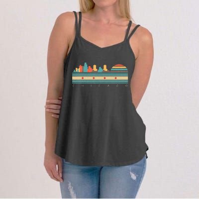 Chicago Flag Skyline Vintage Illinois City Retro Souvenir Women's Strappy Tank