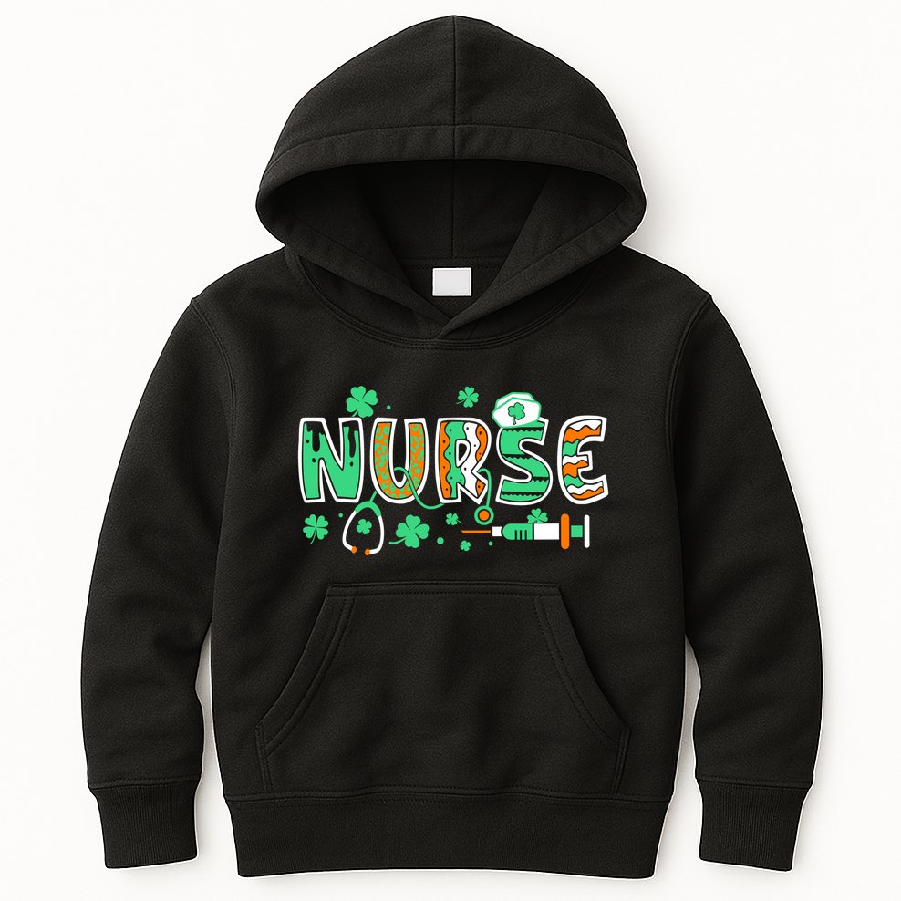 Cute Funny St Patricks Day Nurse Kids Hoodie