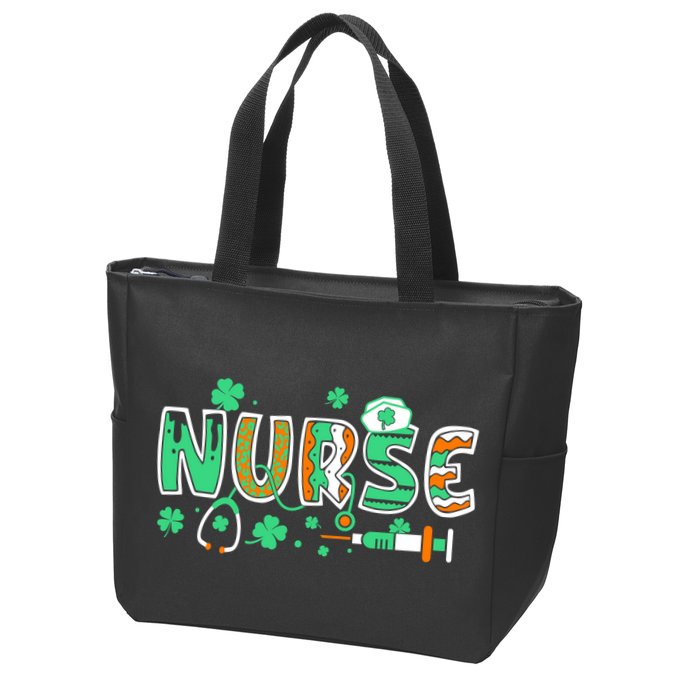 Cute Funny St Patricks Day Nurse Zip Tote Bag