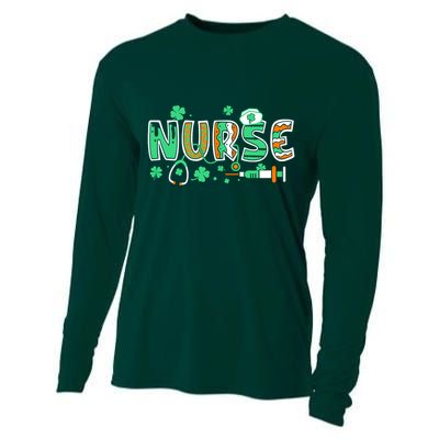 Cute Funny St Patricks Day Nurse Cooling Performance Long Sleeve Crew