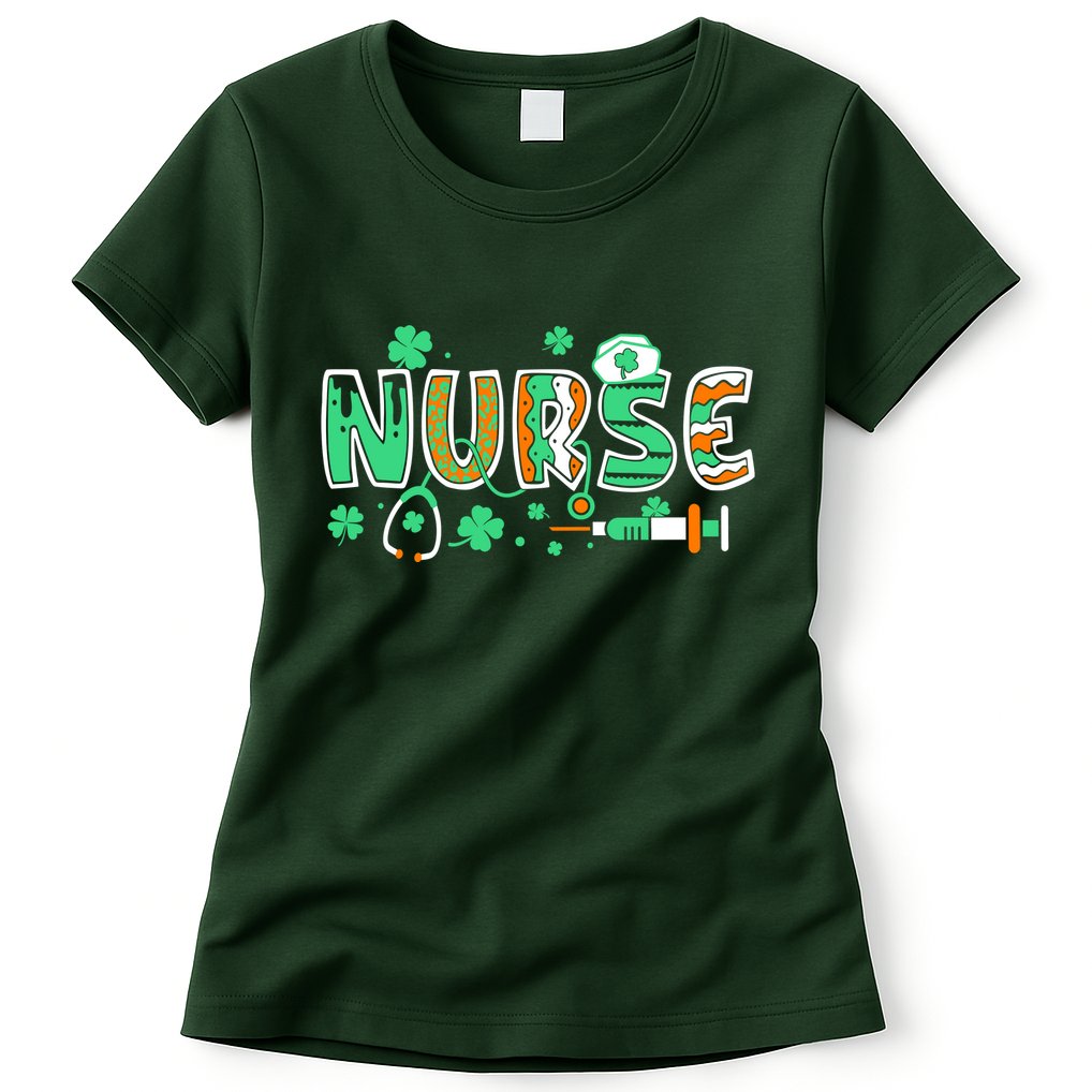 Cute Funny St Patricks Day Nurse Womens T-Shirt