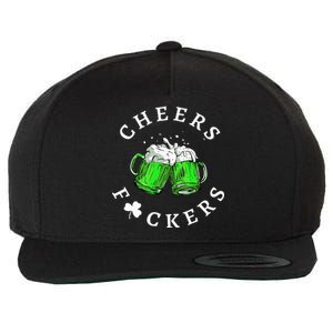 Cheers Fckers' St Patricks Day Beer Drinking Funny Wool Snapback Cap