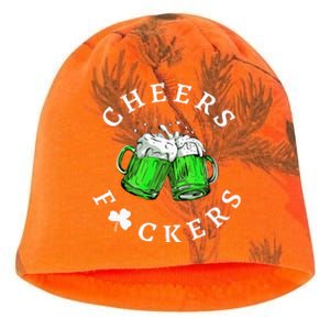 Cheers Fckers' St Patricks Day Beer Drinking Funny Kati - Camo Knit Beanie