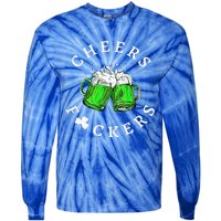 Cheers Fckers' St Patricks Day Beer Drinking Funny Tie-Dye Long Sleeve Shirt