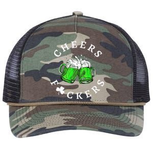 Cheers Fckers' St Patricks Day Beer Drinking Funny Retro Rope Trucker Hat Cap