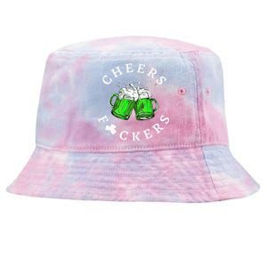 Cheers Fckers' St Patricks Day Beer Drinking Funny Tie-Dyed Bucket Hat