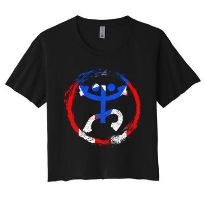 Coqui Frog Symbol Taino Puerto Rican Flag Boricua Boriken Women's Crop Top Tee