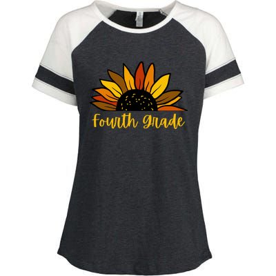 Cute Fall Sunflower Back To School Fourth Grade 4Th Grade Great Gift Enza Ladies Jersey Colorblock Tee