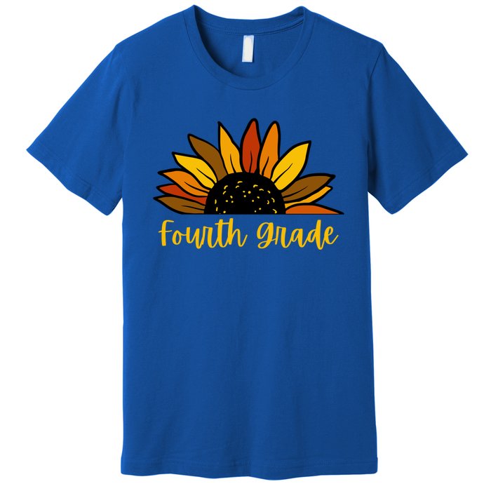 Cute Fall Sunflower Back To School Fourth Grade 4Th Grade Great Gift Premium T-Shirt