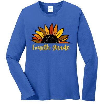 Cute Fall Sunflower Back To School Fourth Grade 4Th Grade Great Gift Ladies Long Sleeve Shirt