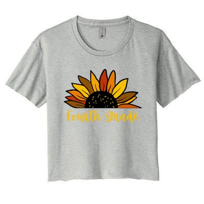 Cute Fall Sunflower Back To School Fourth Grade 4Th Grade Great Gift Women's Crop Top Tee