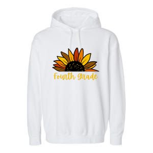 Cute Fall Sunflower Back To School Fourth Grade 4Th Grade Great Gift Garment-Dyed Fleece Hoodie