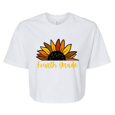 Cute Fall Sunflower Back To School Fourth Grade 4Th Grade Great Gift Bella+Canvas Jersey Crop Tee